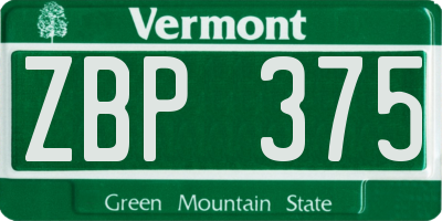 VT license plate ZBP375