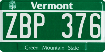 VT license plate ZBP376