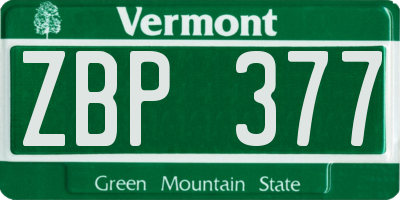 VT license plate ZBP377