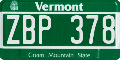 VT license plate ZBP378