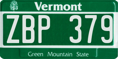 VT license plate ZBP379