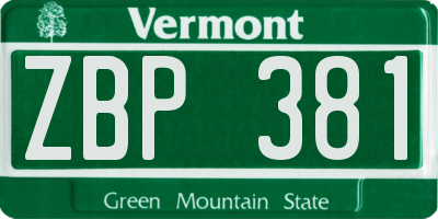 VT license plate ZBP381