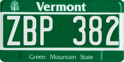 VT license plate ZBP382