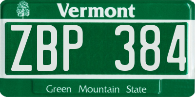 VT license plate ZBP384