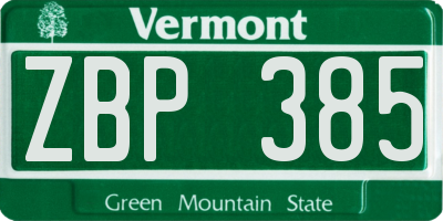 VT license plate ZBP385