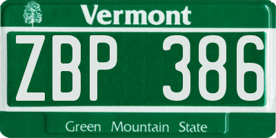 VT license plate ZBP386