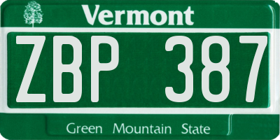 VT license plate ZBP387