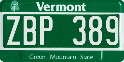 VT license plate ZBP389