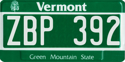 VT license plate ZBP392