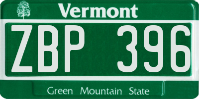 VT license plate ZBP396