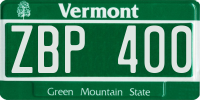 VT license plate ZBP400