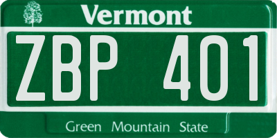VT license plate ZBP401