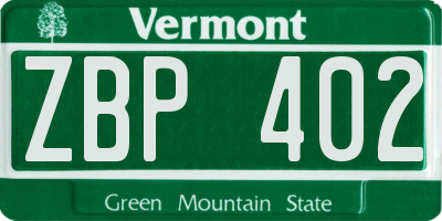 VT license plate ZBP402