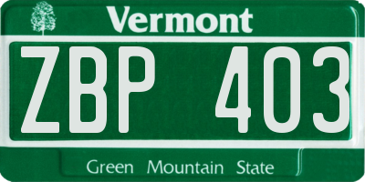 VT license plate ZBP403