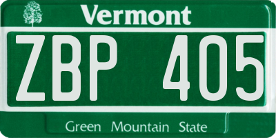 VT license plate ZBP405