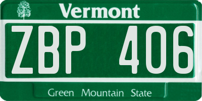 VT license plate ZBP406