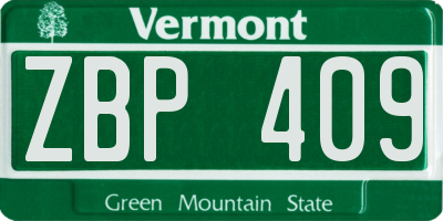 VT license plate ZBP409