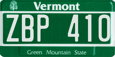 VT license plate ZBP410