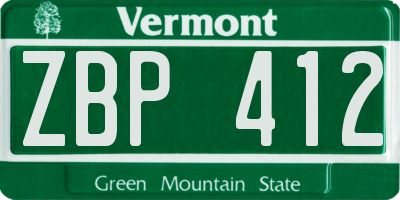 VT license plate ZBP412