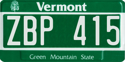 VT license plate ZBP415