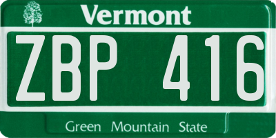 VT license plate ZBP416