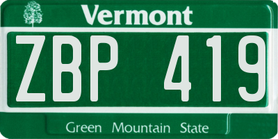VT license plate ZBP419