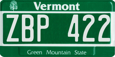 VT license plate ZBP422