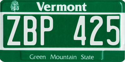 VT license plate ZBP425