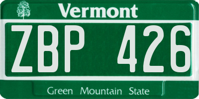 VT license plate ZBP426
