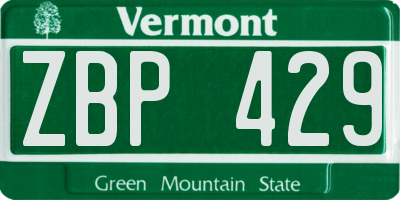 VT license plate ZBP429