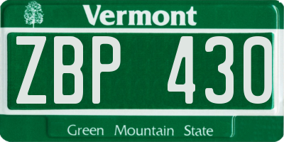 VT license plate ZBP430