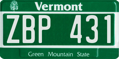 VT license plate ZBP431