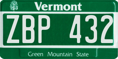 VT license plate ZBP432