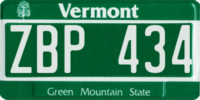 VT license plate ZBP434