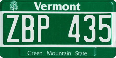 VT license plate ZBP435