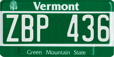 VT license plate ZBP436