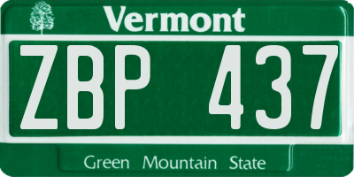 VT license plate ZBP437