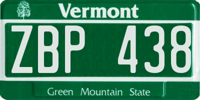 VT license plate ZBP438
