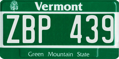VT license plate ZBP439