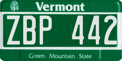 VT license plate ZBP442