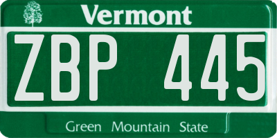 VT license plate ZBP445