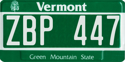 VT license plate ZBP447