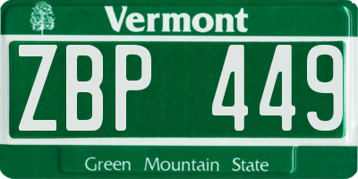 VT license plate ZBP449
