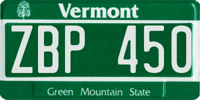 VT license plate ZBP450