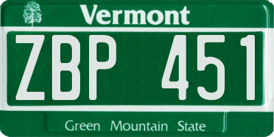 VT license plate ZBP451