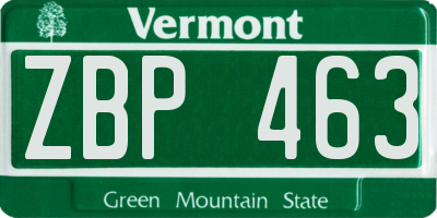 VT license plate ZBP463