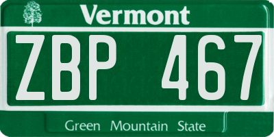 VT license plate ZBP467