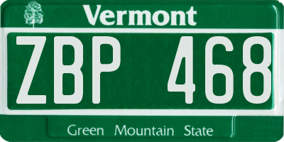 VT license plate ZBP468