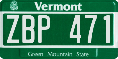VT license plate ZBP471