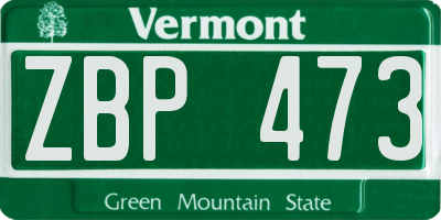 VT license plate ZBP473